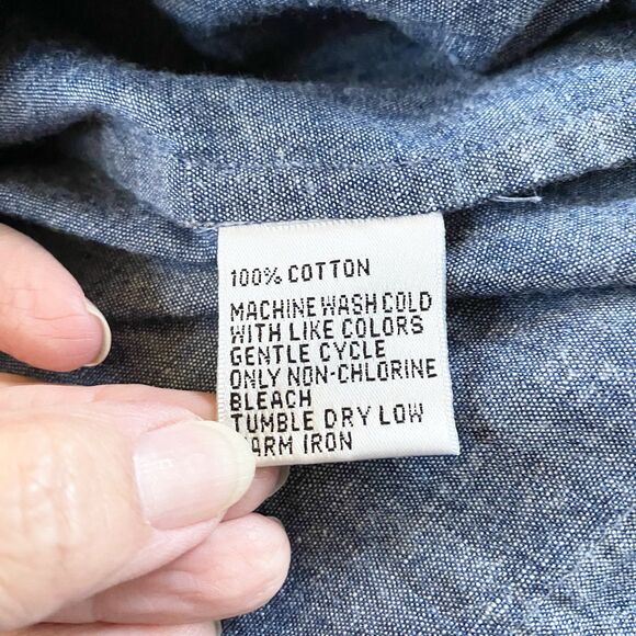 Talbots Women’s Chambray Blue Denim Tie Back Sundress 100% Cotton SZ 12 Zipper - Picture 11 of 11